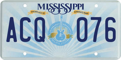 MS license plate ACQ076