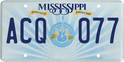 MS license plate ACQ077