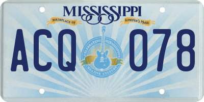 MS license plate ACQ078