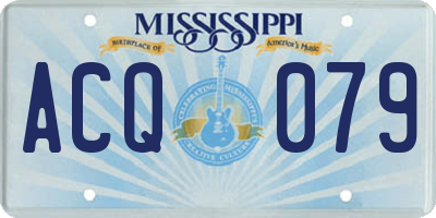 MS license plate ACQ079