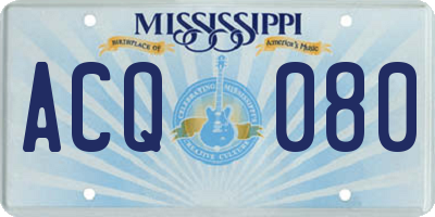 MS license plate ACQ080