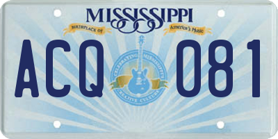 MS license plate ACQ081