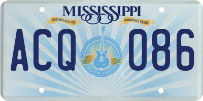 MS license plate ACQ086