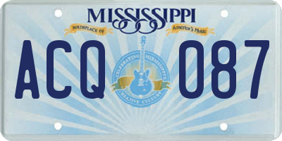 MS license plate ACQ087