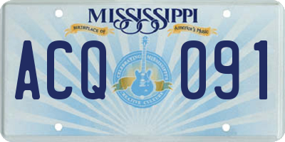 MS license plate ACQ091