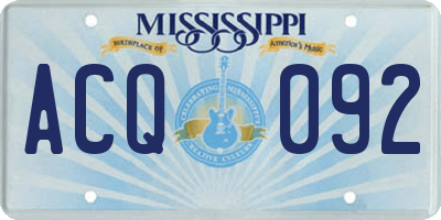 MS license plate ACQ092