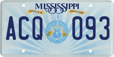 MS license plate ACQ093