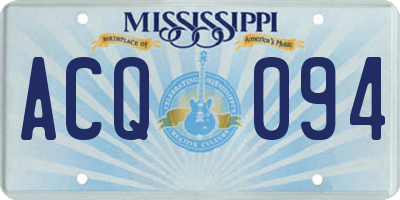 MS license plate ACQ094