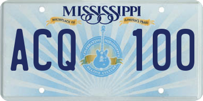 MS license plate ACQ100