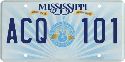 MS license plate ACQ101