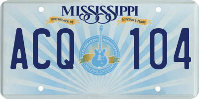MS license plate ACQ104