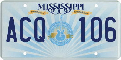 MS license plate ACQ106