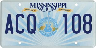 MS license plate ACQ108