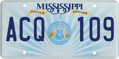 MS license plate ACQ109
