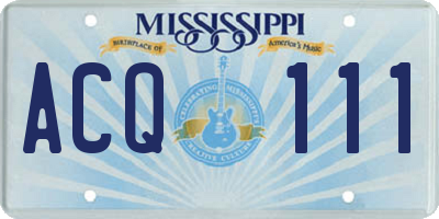 MS license plate ACQ111