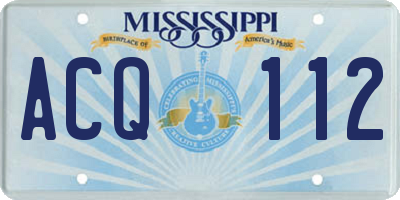 MS license plate ACQ112