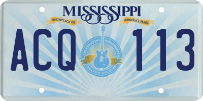 MS license plate ACQ113