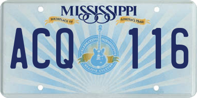 MS license plate ACQ116