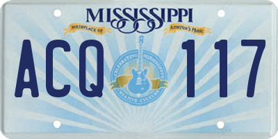 MS license plate ACQ117