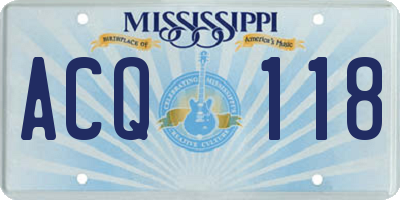 MS license plate ACQ118