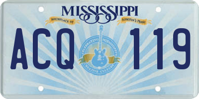 MS license plate ACQ119