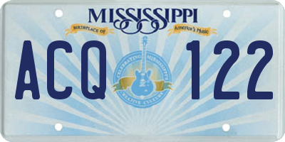 MS license plate ACQ122