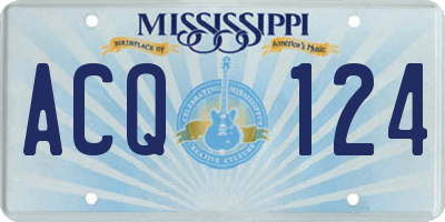 MS license plate ACQ124