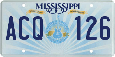 MS license plate ACQ126
