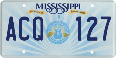 MS license plate ACQ127