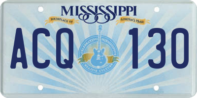 MS license plate ACQ130