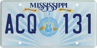 MS license plate ACQ131