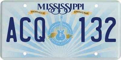 MS license plate ACQ132