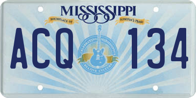 MS license plate ACQ134