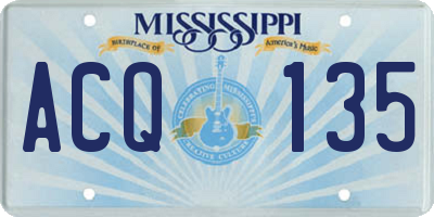MS license plate ACQ135