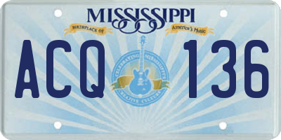 MS license plate ACQ136