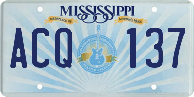 MS license plate ACQ137