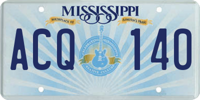 MS license plate ACQ140