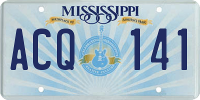 MS license plate ACQ141