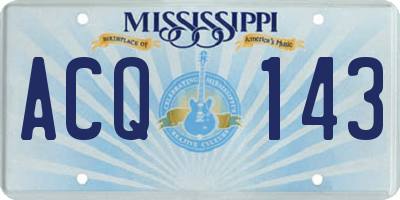 MS license plate ACQ143