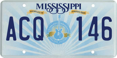 MS license plate ACQ146