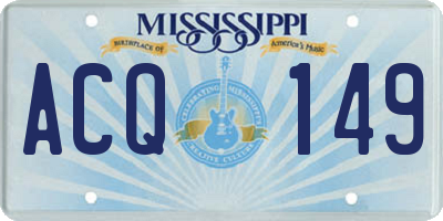 MS license plate ACQ149