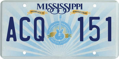 MS license plate ACQ151