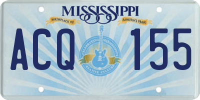 MS license plate ACQ155