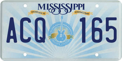 MS license plate ACQ165