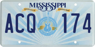 MS license plate ACQ174