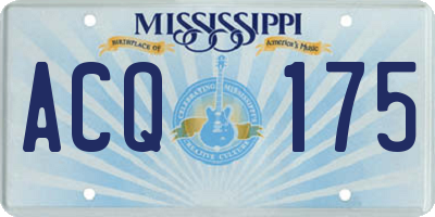MS license plate ACQ175