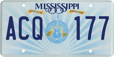 MS license plate ACQ177