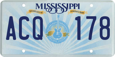 MS license plate ACQ178