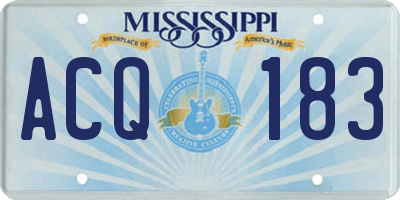 MS license plate ACQ183