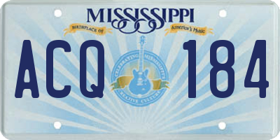 MS license plate ACQ184